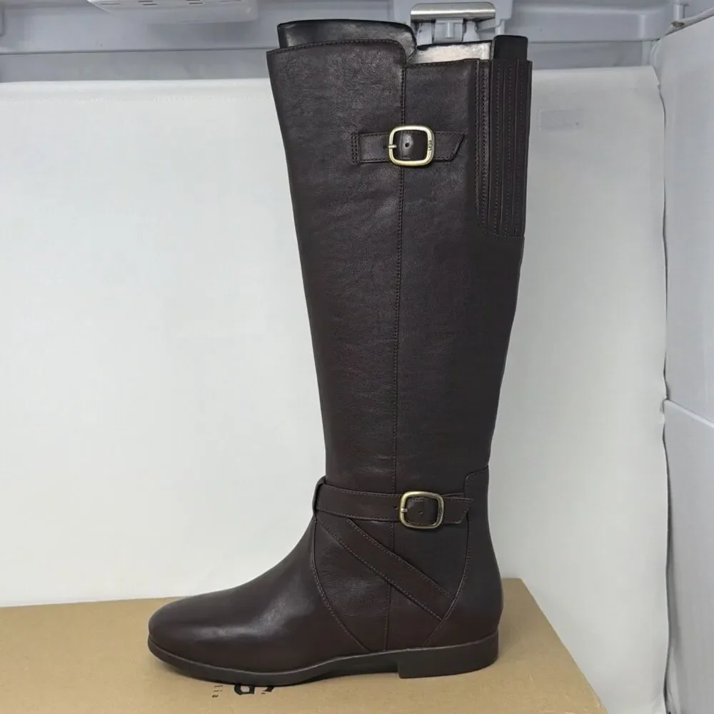 UGG Beryl Women’s 7 Stout Brown Leather Tall Riding Boots 1005920 NEW BOX